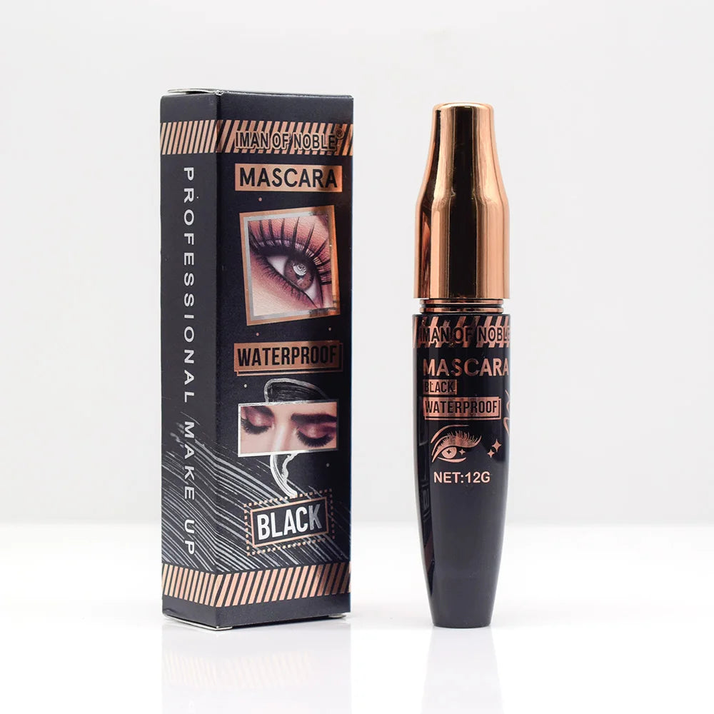 3D Waterproof Mascara Black Silk Fiber Long Curling Non-Clumping Eyelash Extensions Spiral Makeup for Eyes
