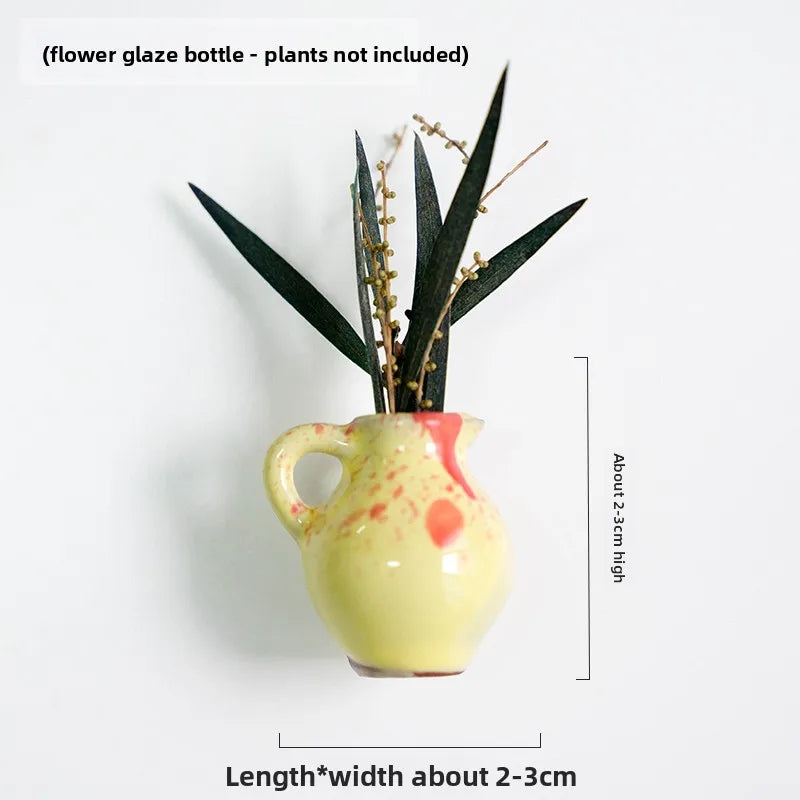 Creative Mini Magnetic Ceramic Flower Vase – DIY Porcelain Insert for Fridge Sticker, Fingertip Decoration &Thoughtful Gift Idea